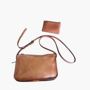 Madewell Simple Crossbody Bag + Coin Purse English Saddle Brown Leather